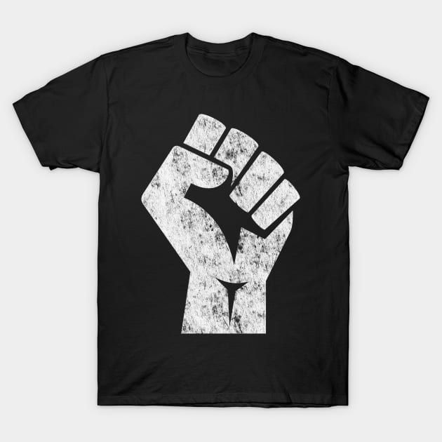 Big White Raised Fist Salute of Unity Solidarity Resistance T-Shirt by terrybain